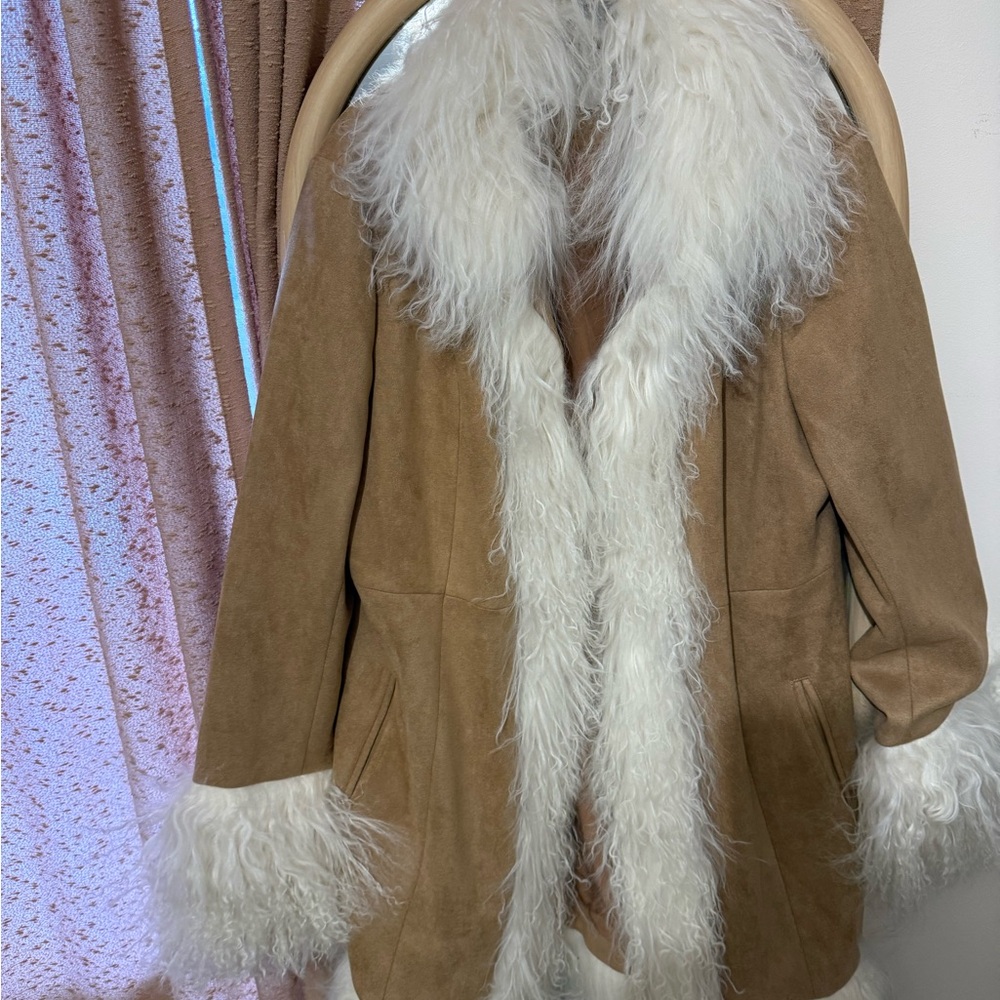 NWT Charlotte Simone Penny Lane Coat, Mongolian Fur Trim - Picture 2 of 4